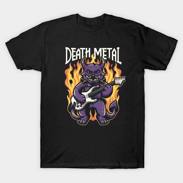 Death Metal Satanic Baphomet Cat T-Shirt by Aldrvnd